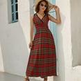 thumbnail image 5 of Royal Stewart Tartan Plaid Womens Night Club Maxi Dress V Neck Sleeveless Bohemia Long Dresses, 5 of 9