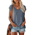 thumbnail image 2 of JINMGG Tank Tops for Women under $5,Fashion Woman Causal V-Neck Solid Blouse Sleeveless T-Shirt Summer Tops Blue L, 2 of 6
