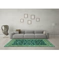 thumbnail image 3 of Ahgly Company Machine Washable Indoor Rectangle Persian Turquoise Blue Traditional Area Rugs, 7' x 10', 3 of 4