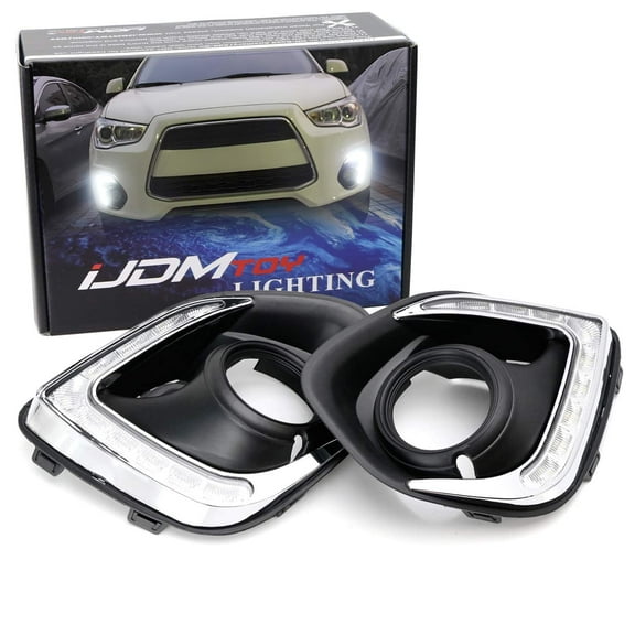 Xenon White LED Daytime Running Lights For 13-15 Mitsubishi Outlander Sport, (2) OEM Fit DRL Bezel Assembly Each Powered by 9 Pieces High Power LED Lights