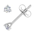 thumbnail image 2 of 1/10 Carat 3-Prong Martini Style Diamond Stud Earrings with Push Back in 10K White Gold - IGI Certified, 2 of 6