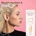 thumbnail image 6 of Mazzeri 14k Solid Gold Huggie Hoop Earrings for Women, 2.5mm Wide with Hinged Closure, Hypoallergenic, – Flat Polished Gold Huggie Earrings 14k Real Gold For Women and Men, 6 of 7