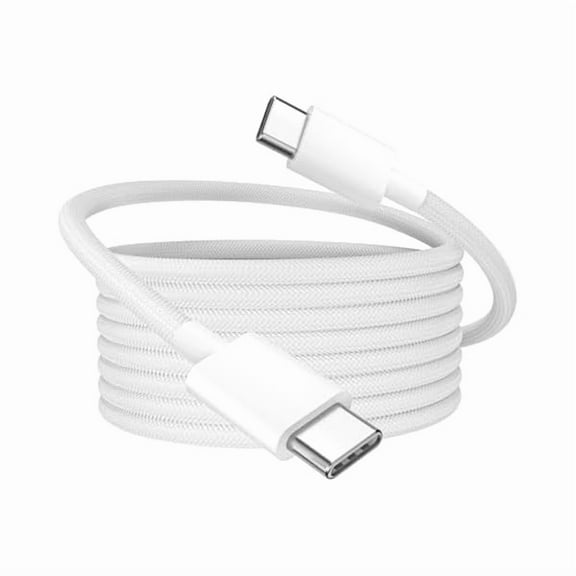 USB C Cable, USBC to USBC Fast Charging Cable Nylon Braided (3ft 60W, 1-Pack) for iPhone 16/15 Pro/Plus/Pro Max, iPad mini 6/7/Pro/Air, MacBook Air/Pro, Samsung Galaxy S24 and More (White)