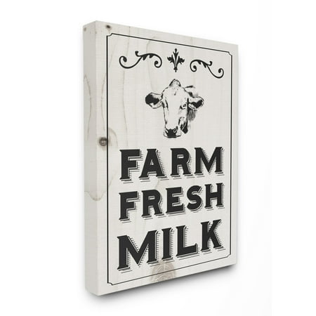 The Stupell Home Decor Collection Black And White Farm Fresh Country The Stupell Home Decor Collection Black And White Farm Fresh Country Milk Cow Oversized Stretched Canvas Wall Art 24 X 1 5 30