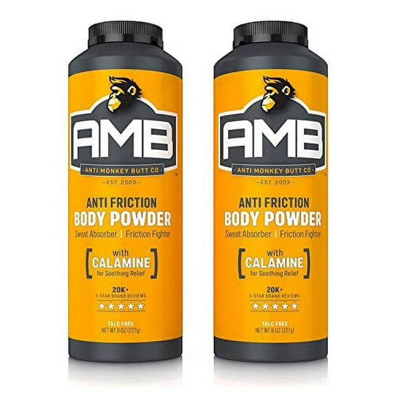 Anti Monkey Butt Body Powder for Women and Men, Anti Chafing and Anti Itch Foot Powder with Calamine, Talc Free Hypoallergenic Formula, 8 oz (2 Pack)