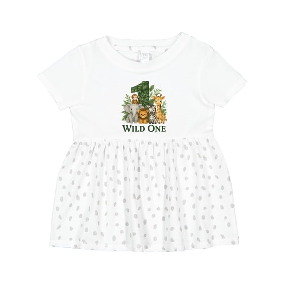Inktastic Wild One 1st Birthday Safari Animals Girls Baby Dress