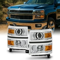 AKKON - For 2014 2015 Chevy Silverado 1500 Pickup Truck Chrome Clear Porjector Headlight Lamp Assembly Driver   Passenger Side