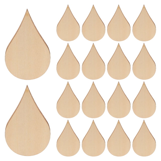 50 discos de madera sin terminar en forma de lágrima para manualidades y decoración del hogar Rodajas de madera natural para pintar y decorar Beige