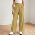 thumbnail image 2 of NOLDARES Girls Wide Leg Sweatpants Waist, Baggy Kids Pants, Loose Joggers, Pockets, Soft, Fall, Winter(W108-Khaki), 2 of 5