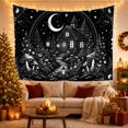 thumbnail image 3 of Black and White Crescent Moon Cottage in Enchanted Forest, Mystical Gothic for Fantasy Lovers, Monochrome Fairy Tale Art, Halloween Gift Tapestry Wall Hanging for Bedroom and Living Room, 3 of 7