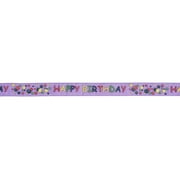 7/8" Purple Happy Birthday Sheer Ribbon
