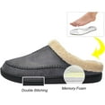 thumbnail image 2 of Needbo Men's Moccasin Slippers Fleece Fuzzy Lined House Shoes with Memory Foam Non-slip Rubber Sole, Dark Grey Size 11-12, 2 of 7