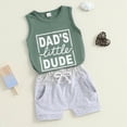 thumbnail image 2 of TOWED22 Toddler Boys Summer Clothing Sets Letters Print Sleeveless Tank Tops T-Shirt+Shorts 2 Piece Outfits(Green,3-6 M), 2 of 4