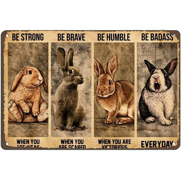 Vintage Wall Decor Bunny Rabbit Poster,Motivational Quote,Vintage Wall Art,Home Decor Retro Tin Signs,Kitchen Decor Vintage Metal Tin Sign ,Wall Decor For Bars,Restaurants,Cafes,Home Beer 12X8 Inch