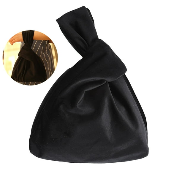 Pawsdot Vintage Flannel Handbag Black Portable for Daily Shopping and Travel