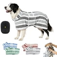 thumbnail image 1 of Quick-Drying Dog Bathrobe,Striped Super Absorbent Quick-Drying Pet Dog Robe with Adjustable Belly Band,Super Soft Full Wrap Dog Towel for Puppies/Medium to Large Dogs After Bath, 1 of 6