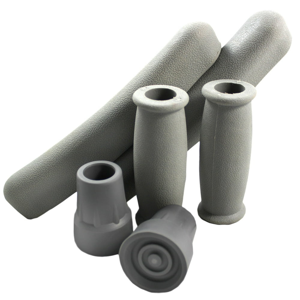 Replacement Crutch Parts Set, Comfortable Gray Rubber Pads Underarm