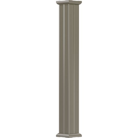 8  x 9  Endura-Aluminum Column  Square Shaft (For Post Wrap Installation)  Non-Tapered  Fluted  Wicker Finish w/ Capital & Base
