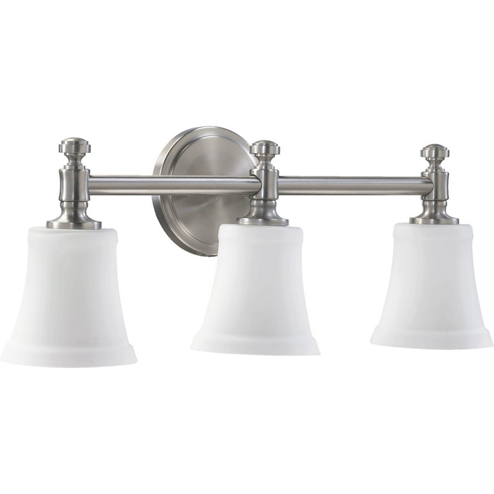 Bathroom Vanity 3 Light With Satin Nickel Finish Medium Base Bulbs 22