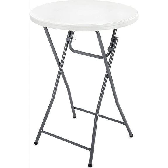 unbrand 32" Round Folding Table Folding Desk Camping Outdoor Bar Round Coffee Table Plastic Folding Tables Cocktail Tables for Parties Portable Table Small