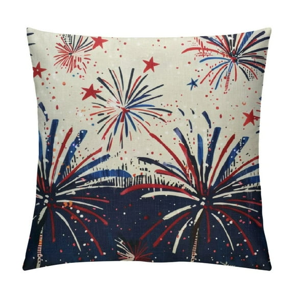 Shiartex  Patriotic Pillow Covers American Firework Throw Pillow Case 4th of July Cushion Cover for Independence Day Memorial Day Home Couch Sofa Decoration Supplies White