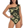 thumbnail image 2 of Yiaed Sunflowers Print Women One Piece Swimsuits Tummy Control One Shoulder Bathing Suits Pattern Ruffle Swimwear-Small, 2 of 8