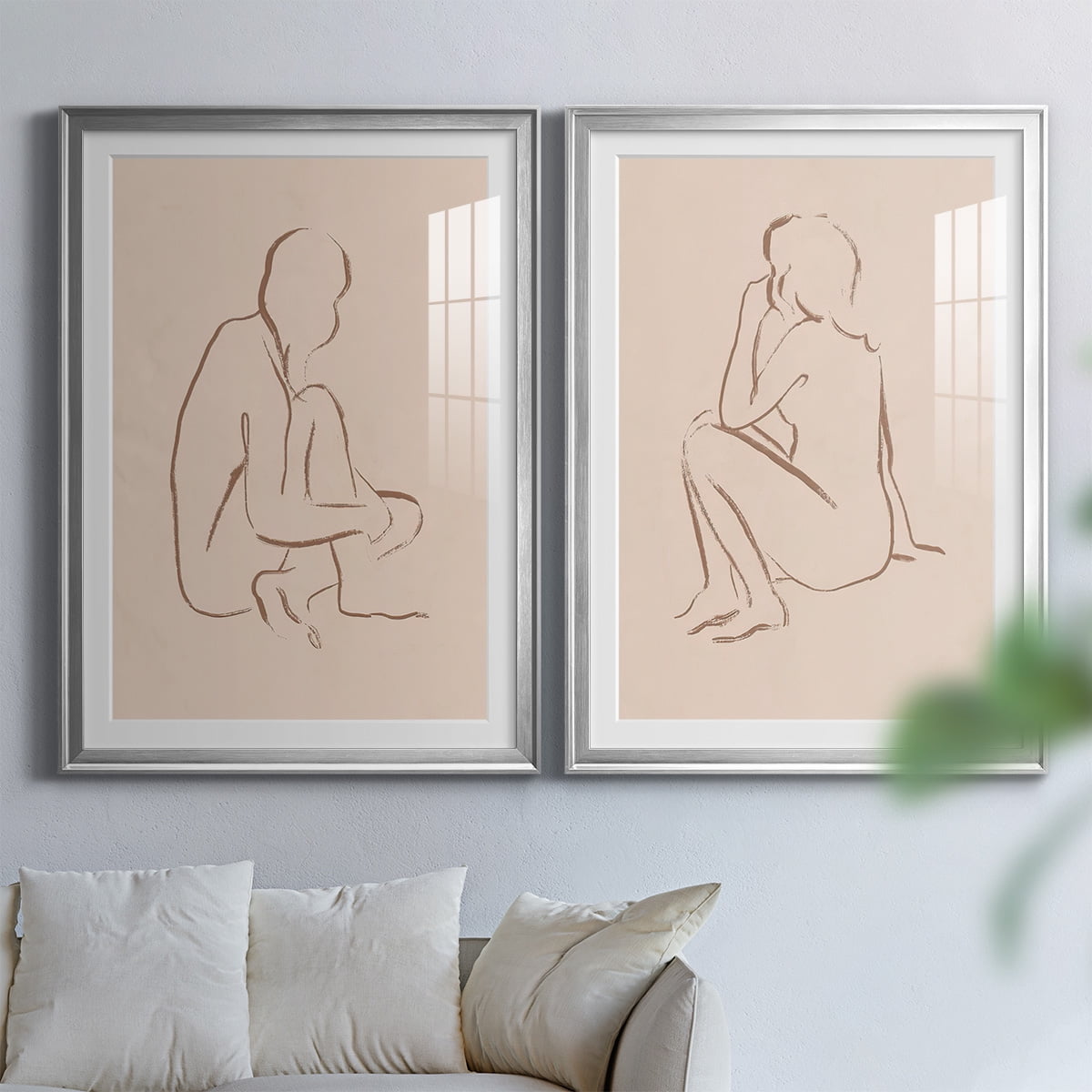 Wexford Home Sketched Pose I Premium Framed Print, 30.5" x 42.5" - Ready to Hang, Silver (Set of 2)