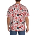 thumbnail image 3 of Xecao Chemise à Manches Courtes Col Cubain avec Poche Poitrine Motif Coccinelles Rouges pour Hommes Chemise de Vacances Tropicale Légère-4TG, 3 of 5