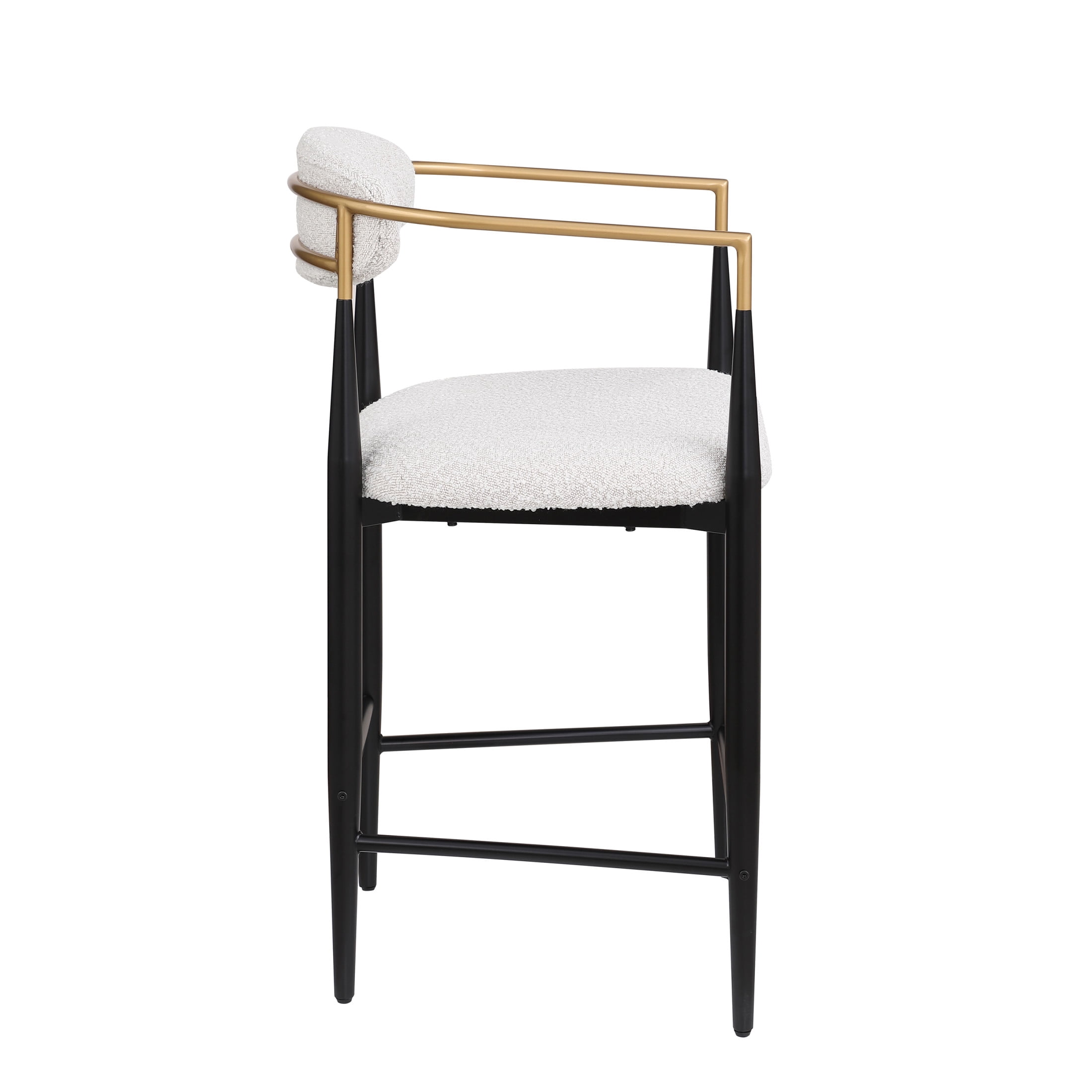 Barnes Modern Glam Beige, Black, & Gold Colored Cushioned Counter Stool
