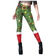 Zhanying Christmas Leggings for Women with Pockets Lounge Elastic Ankle Cuffs High Waist Women's Leggings Black M