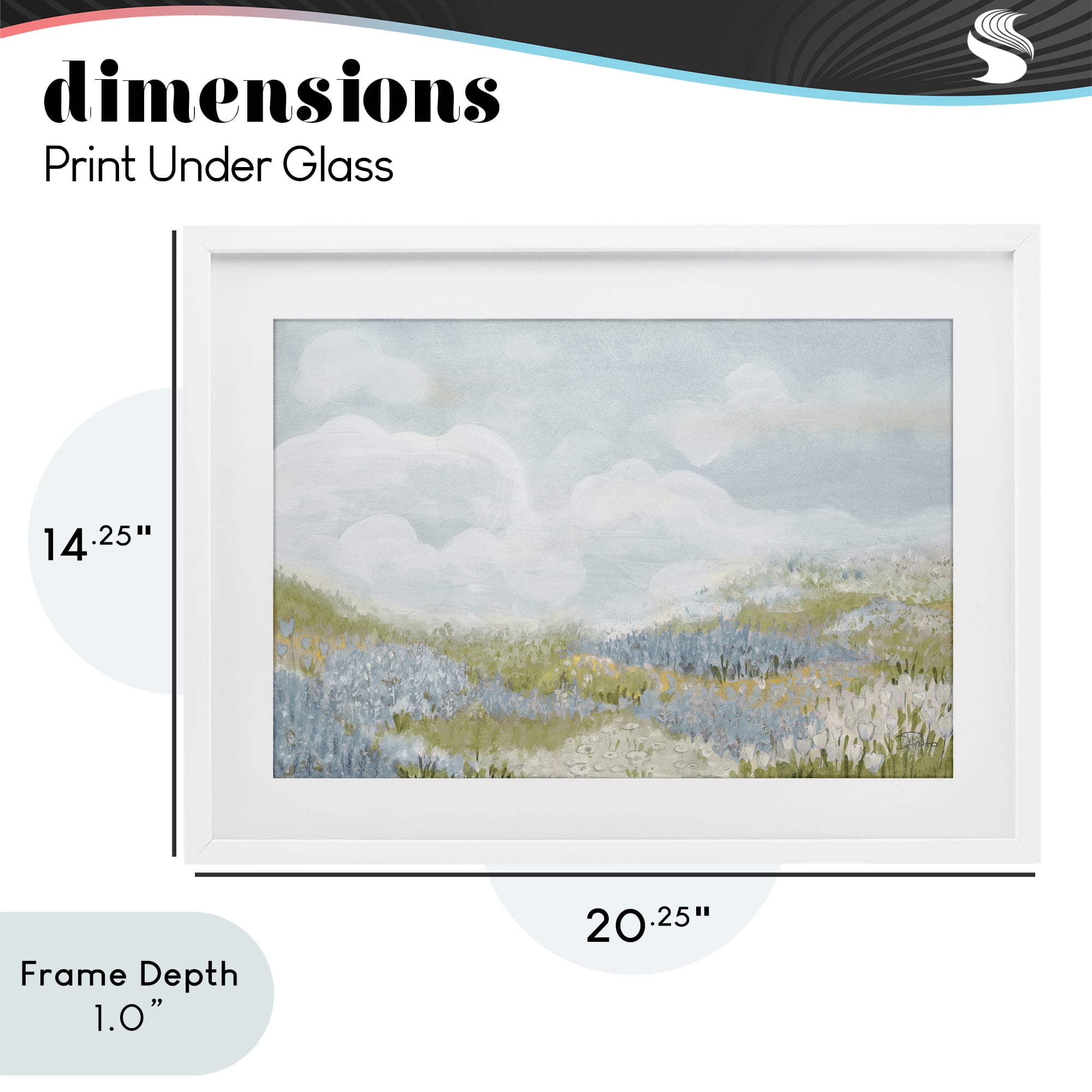 Stupell Industries Blue Floral Meadow White Framed Print Under Glass, design by Patricia Pinto
