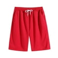 thumbnail image 3 of Men's Shorts with Pockets Plus Size Elastic Waist Solid Color Summer Casual Pants Outdoor Sports Leisure Work Hiking Workwear Gifts for Men Red 3XL, 3 of 5