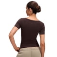 thumbnail image 2 of CRZ YOGA Softembrace Tops for Women Casual Soft Going Out Short Sleeve Shirts Sexy U Neck Tight Fitted Tees, 2 of 7