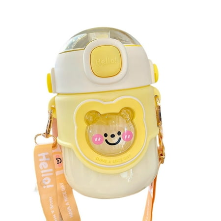 

iaksohdu 820ml Straw Bottle Large Capacity Food Grade Leakproof Cartoon Drinking Cute Student Kawaii Water Cup Daily Use