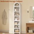 thumbnail image 5 of 76" Tall Narrow Arched Bookcase, 7-Teir Mid-Century Modern Bookshelf with Adjustable Shelves for Living Room, Home Office, White, 5 of 7