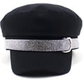 thumbnail image 2 of YooGuoGuo Womens Bling Rhinestone Newsboy Fiddler Cap Casual Black Baker Boy Hats with Chain for Fashion Ladies, 2 of 7