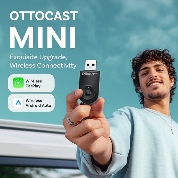 Ottocast Mini Wireless CarPlay Android Auto Adapter 2 In 1 Car Accessories One Click Disconnect Plug And Plug