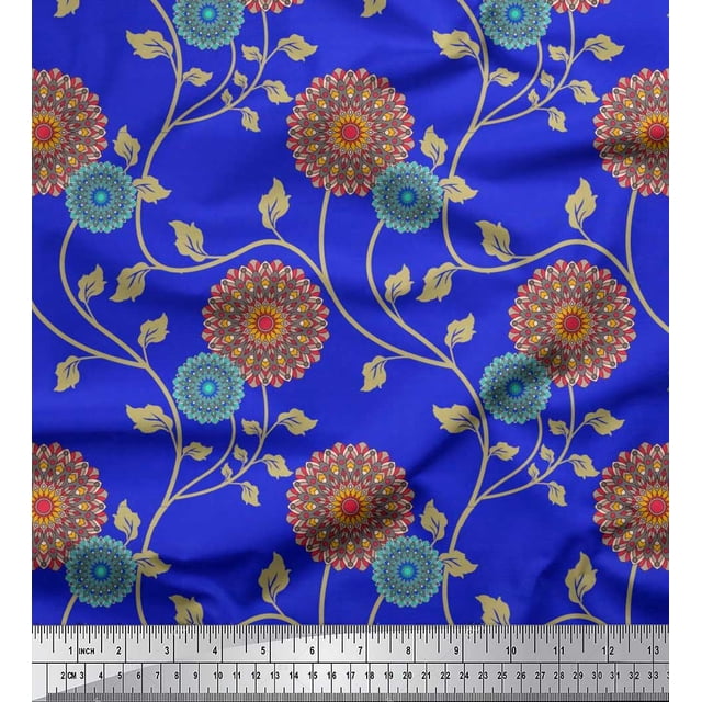 Soimoi Rayon Fabric Artistic Floral Print Fabric by Yard 42 Inch Wide