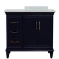 thumbnail image 3 of 37 in. Single Wooden Vanity  Blue White Quartz Round Right Door.Right, 3 of 13