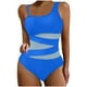 thumbnail image 2 of Trajes de baño de una pieza para mujer, traje de baño de bikini con tirantes y espalda descubierta de color liso para mujer, 2 of 5