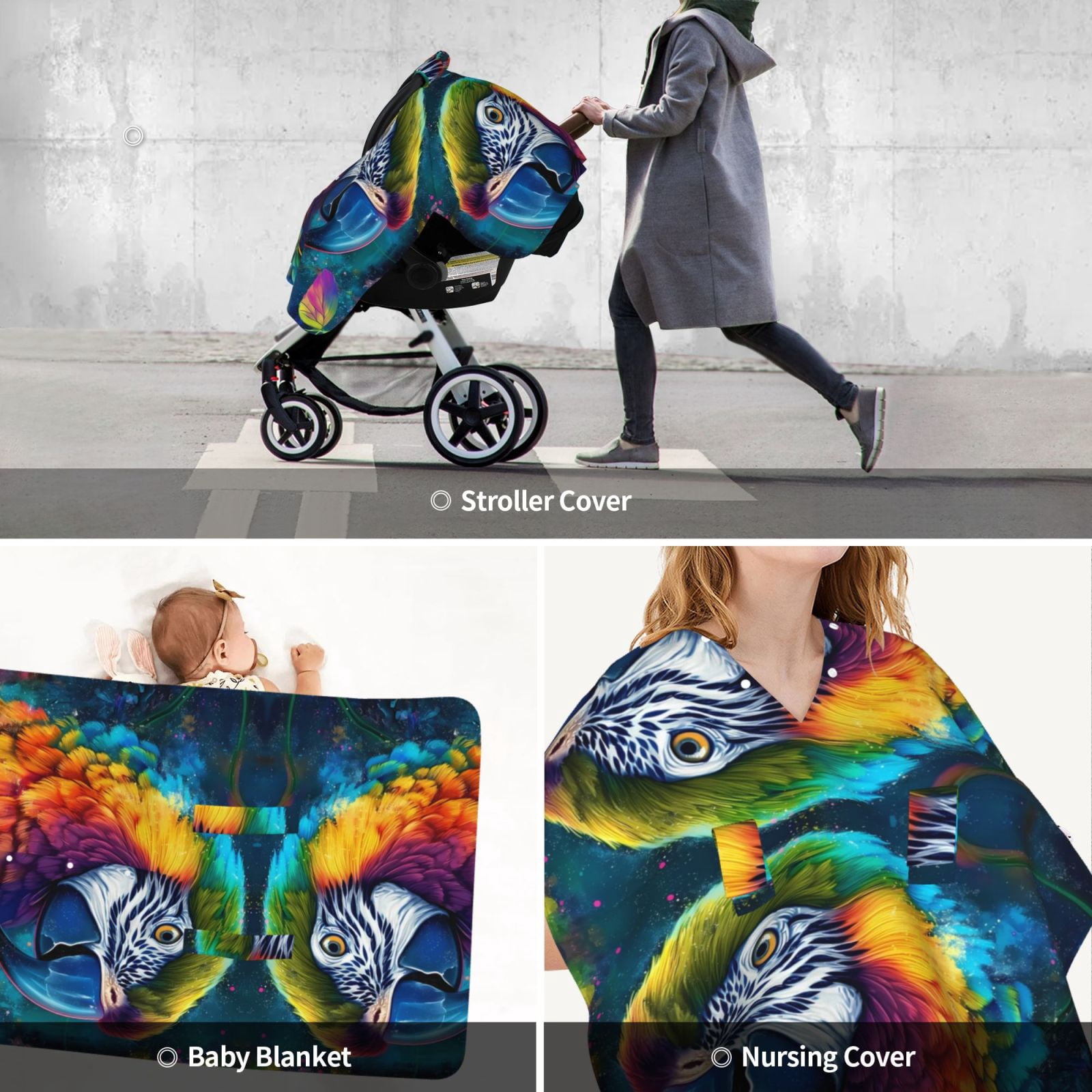 Car Seat Cover Baby - Colorful Parrot Jungle Dream Breathable Infant Car Seat Cover for Baby Carseat, Lightweight Comfort Baby Essentials Must Haves Newborn Stuff for Girl Boy