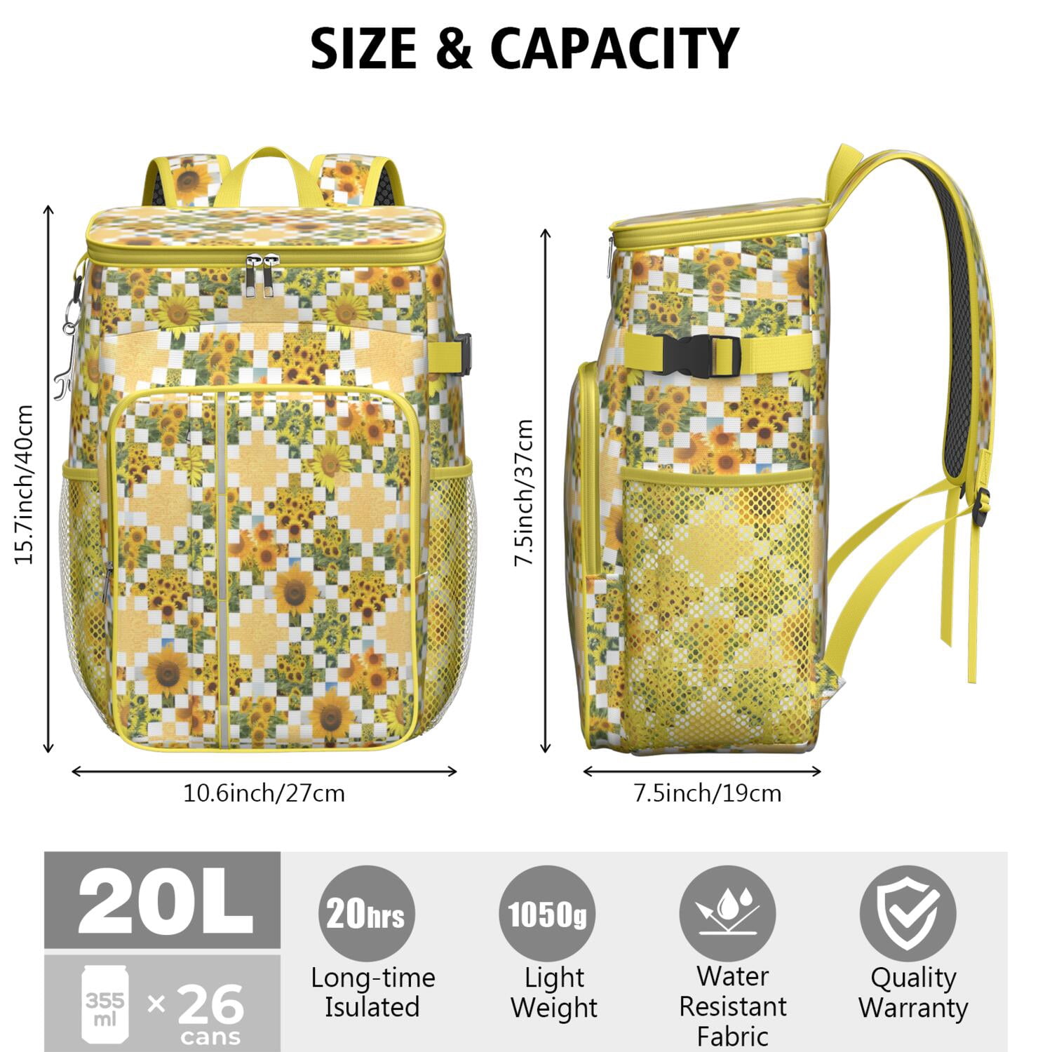 Travel Cooler Bag - Boho Bohemia Flower Camping Beer Cooler Backpack with Bottle Opener- Waterproof Insulated Picnic Backpacks - Cooler Bag for Beach
