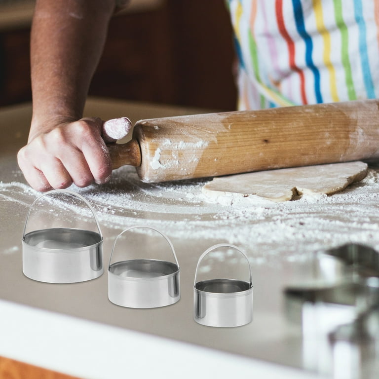 NUOLUX 3Pcs Classic Stainless Steel Round Biscuit Cutter Circle