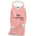thumbnail image 3 of Aboser Yes,I'm Still Freezing Sherpa Hoodies for Women Thermal Casual Fleece Lined Loungewear Cozy Plush Pullover Loose Winter Long Sweatshirts, 3 of 4