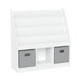 thumbnail image 4 of RiverRidge Kids Bookshelf Toy Storage Organizer with 4 Bookracks 3 Cubbies and 2 Gray Bins, 4 of 9