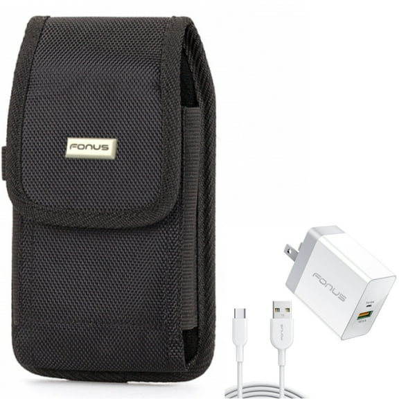 36W PD Home Charger & Case Belt Clip for Samsung Galaxy S22 Ultra,S21,Ultra,Plus,S20 Plus,Fan Edition,FE 5G - Fast Type-C 6ft Long Cable   Swivel Holster Combo