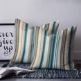 thumbnail image 2 of 24x24 Pillow Covers Set of 2, Turquoise Beige Throw Pillow Covers Decorative Couch Cushion Case, Boho Vertical Stripes Bohemian Retro Microfiber Square Pillowcases for Bedroom Car Living Room, 2 of 7