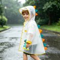 thumbnail image 2 of Toddler Kids Waterproof Dinosaur Spikes Shape Hooded Rain Coat with Transparent Brim for School Travel Rainwear 1-2 Years, 2 of 5