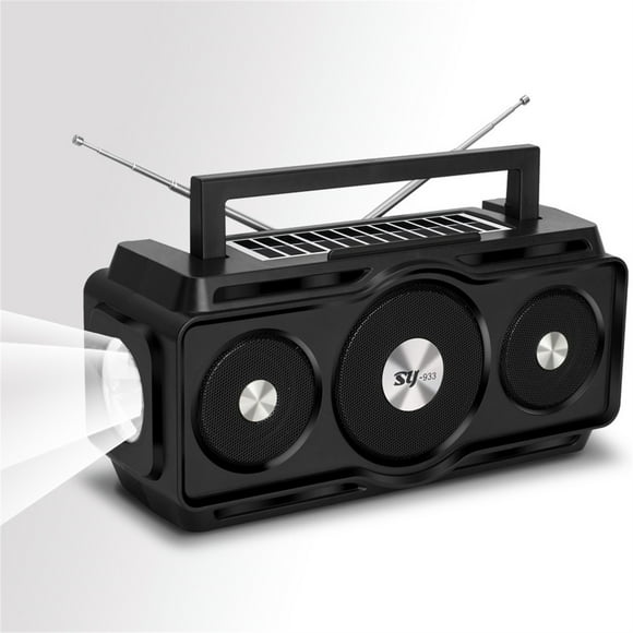 PEZHADA Haut-Parleur Bluetooth Étanche pour Radio, Radio Numérique Am Fm Portable avec Lampe de Poche, Lampe de Lecture à Recharge Solaire