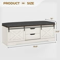 thumbnail image 5 of 60" Farmhouse Shoe Bench with Cushion, Entryway Storage Bench with 2 Sliding Barn Doors, 2 Drawer for Hallway, Living Room, White, 5 of 8